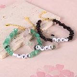 Natural Stone Love Bracelet Crystal Gemstone Women Adjustable Chain