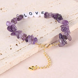 Natural Stone Love Bracelet Crystal Gemstone Women Adjustable Chain