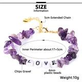 Natural Stone Love Bracelet Crystal Gemstone Women Adjustable Chain