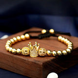 Crown Charm Bracelet Plated Copper Beads Micro Zircon Adjustable