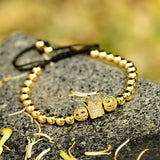 Crown Charm Bracelet Plated Copper Beads Micro Zircon Adjustable