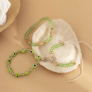 Green Lucky Evil Eye Rope Bracelet Colored Beaded For Women Men