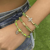Green Lucky Evil Eye Rope Bracelet Colored Beaded For Women Men