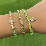 Green Lucky Evil Eye Rope Bracelet Colored Beaded For Women Men