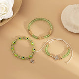 Green Lucky Evil Eye Rope Bracelet Colored Beaded For Women Men