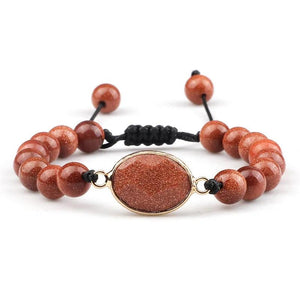 Adjustable Red Sandstone Bracelet 8mm Beads Jewelry For Men/Women