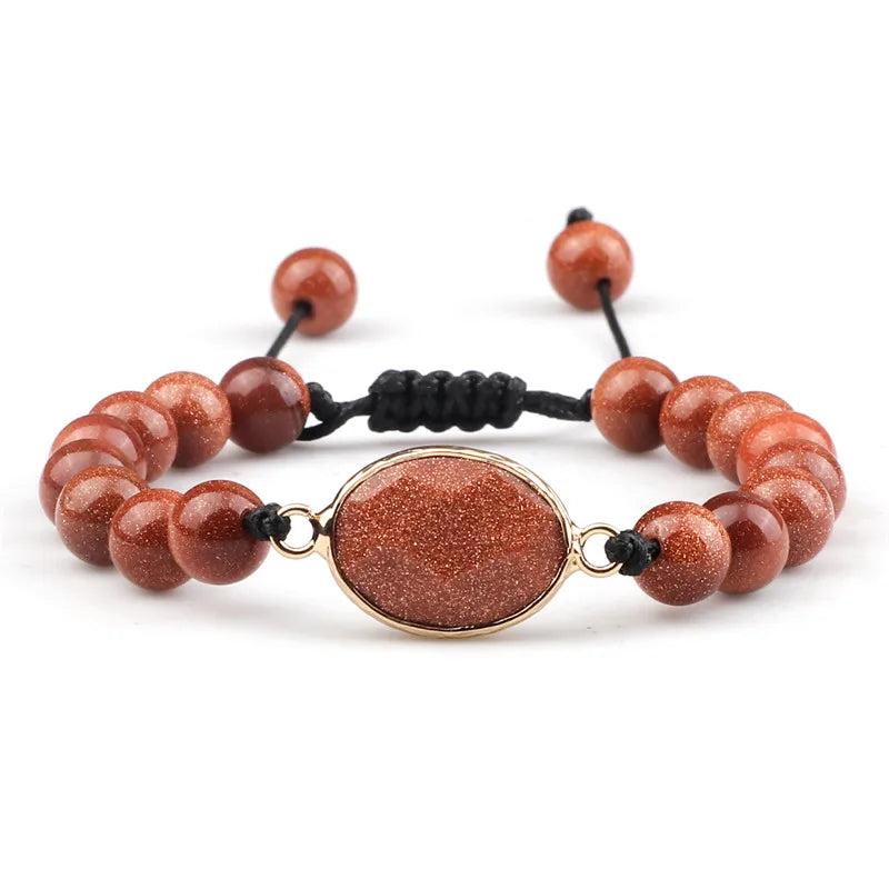 Adjustable Red Sandstone Bracelet 8mm Beads Jewelry For Men/Women
