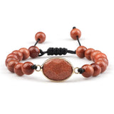 Adjustable Red Sandstone Bracelet 8mm Beads Jewelry For Men/Women
