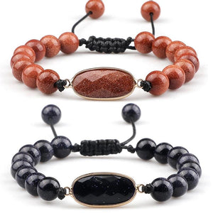 Adjustable Red Sandstone Bracelet 8mm Beads Jewelry For Men/Women