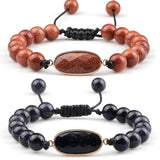Adjustable Red Sandstone Bracelet 8mm Beads Jewelry For Men/Women