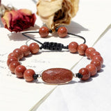 Adjustable Red Sandstone Bracelet 8mm Beads Jewelry For Men/Women