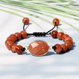 Adjustable Red Sandstone Bracelet 8mm Beads Jewelry For Men/Women