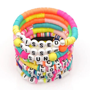 Boho Heishi Disc Beads LOVE Letter Bracelet