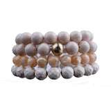 BOJIU Beige Elastic Bracelets: Mixed Ag. Colored Bead Women Casual Strand Bracel