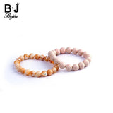 BOJIU Beige Elastic Bracelets: Mixed Ag. Colored Bead Women Casual Strand Bracel