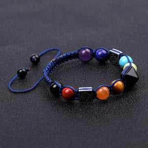 Crystal Quartz Chakra Stone Beaded Bracelet OM Connect Pyramid Stone Rope
