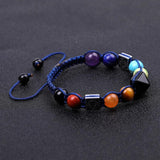 Crystal Quartz Chakra Stone Beaded Bracelet OM Connect Pyramid Stone Rope