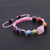 Crystal Quartz Chakra Stone Beaded Bracelet OM Connect Pyramid Stone Rope