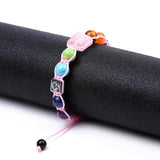 Crystal Quartz Chakra Stone Beaded Bracelet OM Connect Pyramid Stone Rope