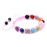 Crystal Quartz Chakra Stone Beaded Bracelet OM Connect Pyramid Stone Rope