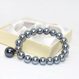 South Sea Shell Pearl 10mm Bead Bracelet Elastic Jewelry 7.5in