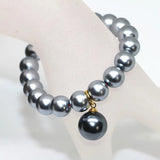 South Sea Shell Pearl 10mm Bead Bracelet Elastic Jewelry 7.5in