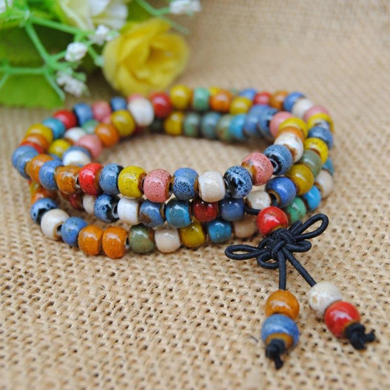 Colorful Porcelain Beads Bracelet Necklace Set