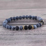Natural Stone Beads Bracelet with Micro Pave CZ Disco Copper Ball Charms