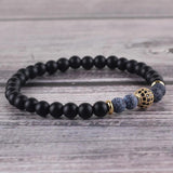 Natural Stone Beads Bracelet with Micro Pave CZ Disco Copper Ball Charms