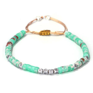 Boho Metal Beads Charm Stone Bracelets Yoga Bangles