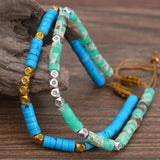 Boho Metal Beads Charm Stone Bracelets Yoga Bangles