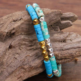 Boho Metal Beads Charm Stone Bracelets Yoga Bangles