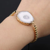 Natural Stone Druzy Bracelet Plated Chain for Women Girls