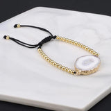 Natural Stone Druzy Bracelet Plated Chain for Women Girls