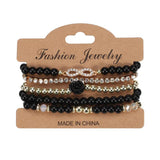 Infinity Number8 Chain Bracelet Bohemian Rose Flower Glass Beaded Chain Multilla