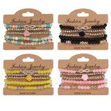 Infinity Number8 Chain Bracelet Bohemian Rose Flower Glass Beaded Chain Multilla