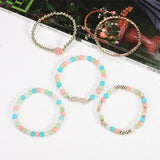 Infinity Number8 Chain Bracelet Bohemian Rose Flower Glass Beaded Chain Multilla