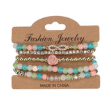 Infinity Number8 Chain Bracelet Bohemian Rose Flower Glass Beaded Chain Multilla
