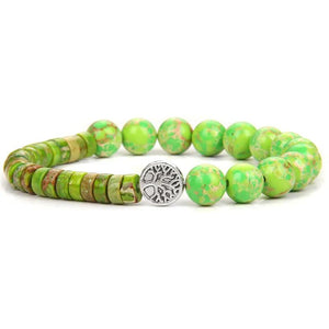 Green Red Tree of Life Charm Beaded Bracelet Healing Balance Bead