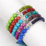 Green Red Tree of Life Charm Beaded Bracelet Healing Balance Bead