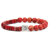 Green Red Tree of Life Charm Beaded Bracelet Healing Balance Bead
