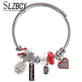 Crystal Rainbow Animal Bracelet Beads Stainless Steel Charm Bangle