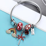 Crystal Rainbow Animal Bracelet Beads Stainless Steel Charm Bangle