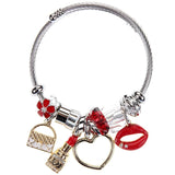 Crystal Rainbow Animal Bracelet Beads Stainless Steel Charm Bangle