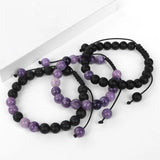 3Pcs/Set Adjustable Rhodonites Beaded Bracelets