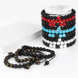 3Pcs/Set Adjustable Rhodonites Beaded Bracelets