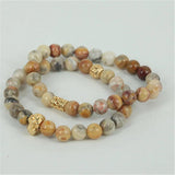 Natural Crazy Stone Beaded Bracelet with Skull Head Charm