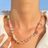 Colorful Stone Resin Necklace Beaded Choker Bohemian Jewelry