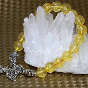 Yellow Crystal Round Beads Bracelet 8mm Silver Accessories