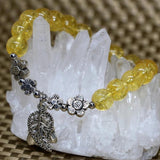 Yellow Crystal Round Beads Bracelet 8mm Silver Accessories